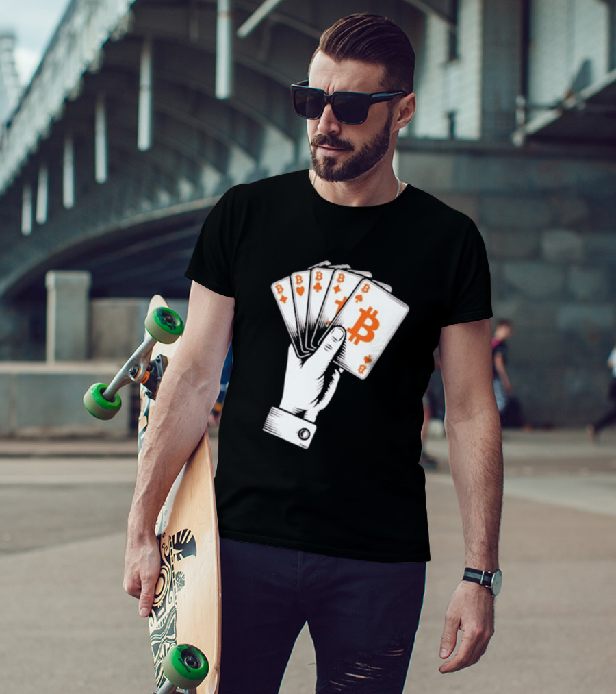 Bitcoin Royal Flush Playing Cards T-Shirt