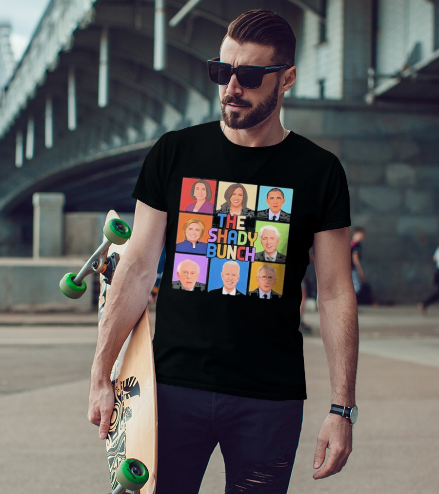 Untamedusa Store The Shady Bunch Political Portraits Face Grid T-Shirt