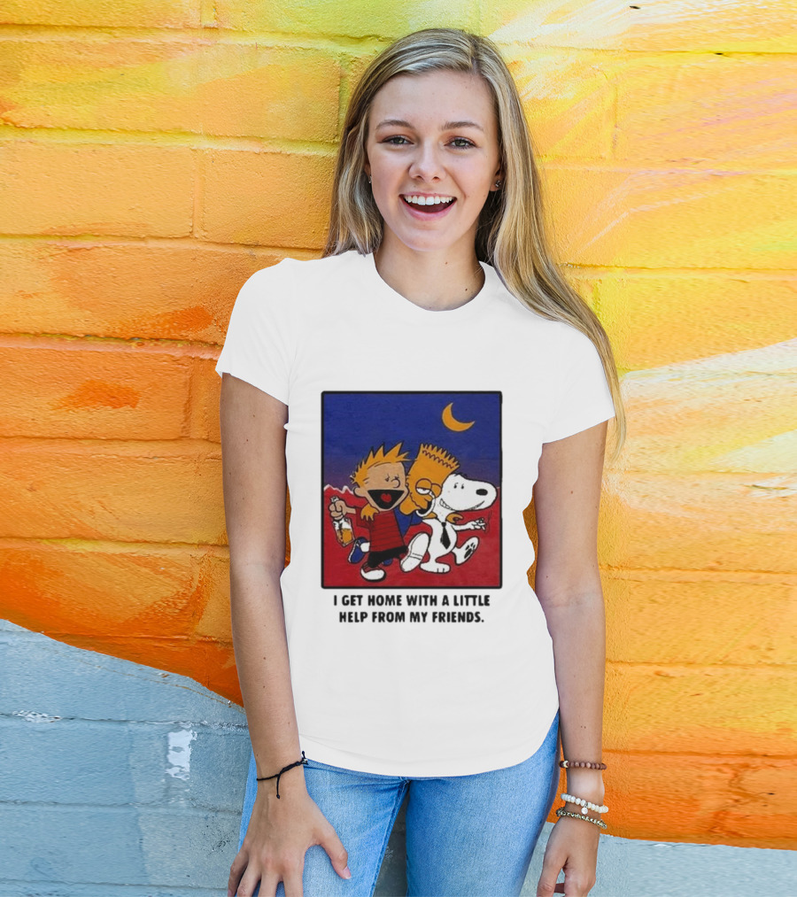 Criminal Simpsons Snoopy And Friends Get Home With A Little Help Under Moon T-Shirt