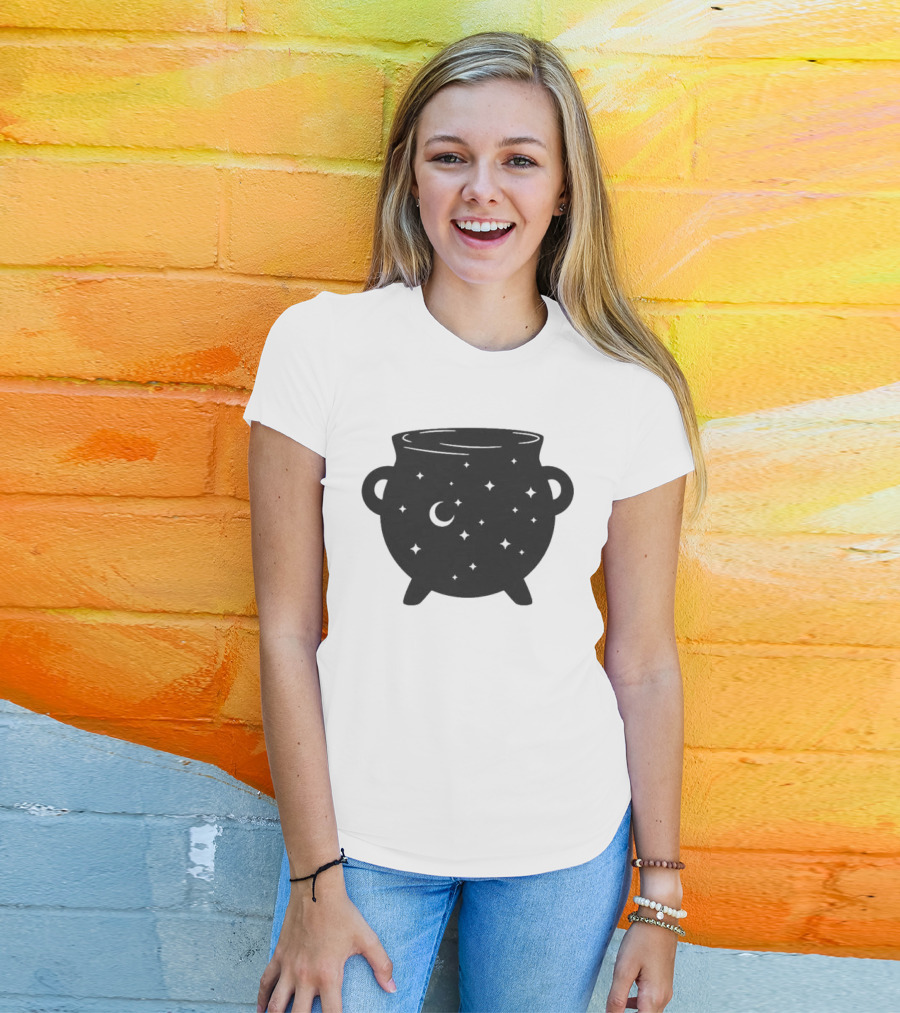 Celestial Cauldron Moon Star Cosmic Mystical Witchy Occult Vintage T-Shirt