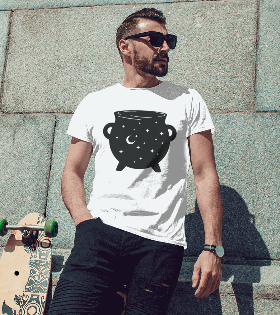 Celestial Cauldron Moon Star Cosmic Mystical Witchy Occult Vintage T-Shirt