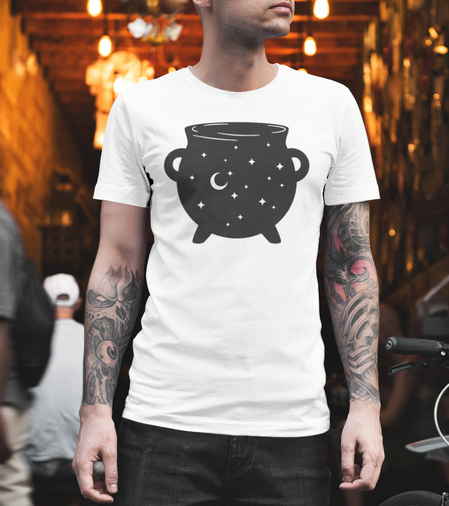 Celestial Cauldron Moon Star Cosmic Mystical Witchy Occult Vintage T-Shirt