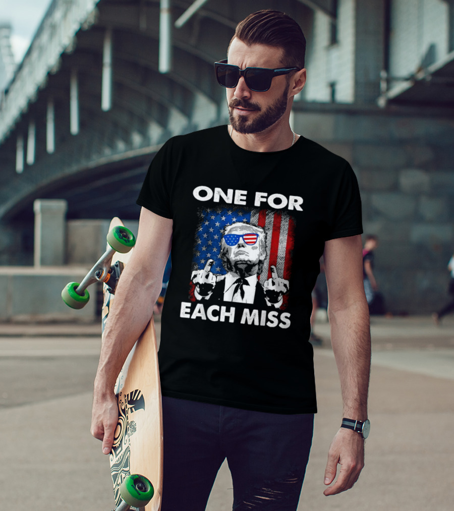 One For Each Miss American Flag Sunglasses Middle Finger T-Shirt