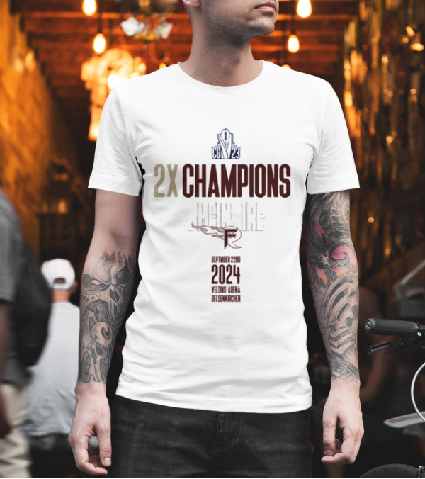 2X Champions Rhein Fire September 22 2024 Veltins Arena Gelsenkirchen T-Shirt 2X Champions Rhein Fire September 22 2024 Veltins Arena Gelsenkirchen T-Shirt