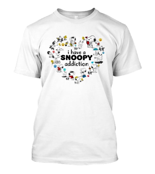 I Have A Snoopy Addiction With Colorful Paw Prints And Peanuts Characters T-Shirt