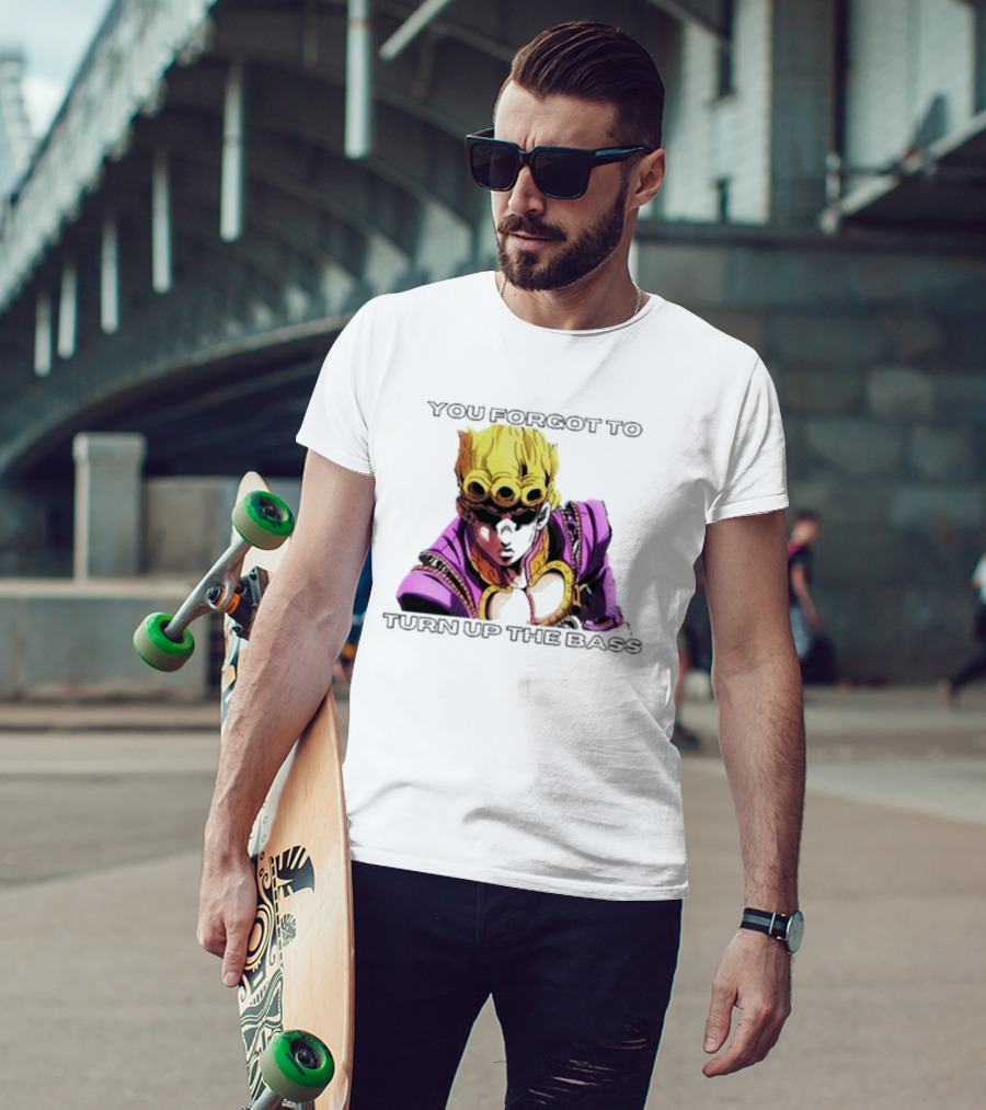 Giorno Giovanna You Forgot To Turn Up The Bass JoJo's Bizarre Adventure Anime Character Vibrant Purple T-Shirt