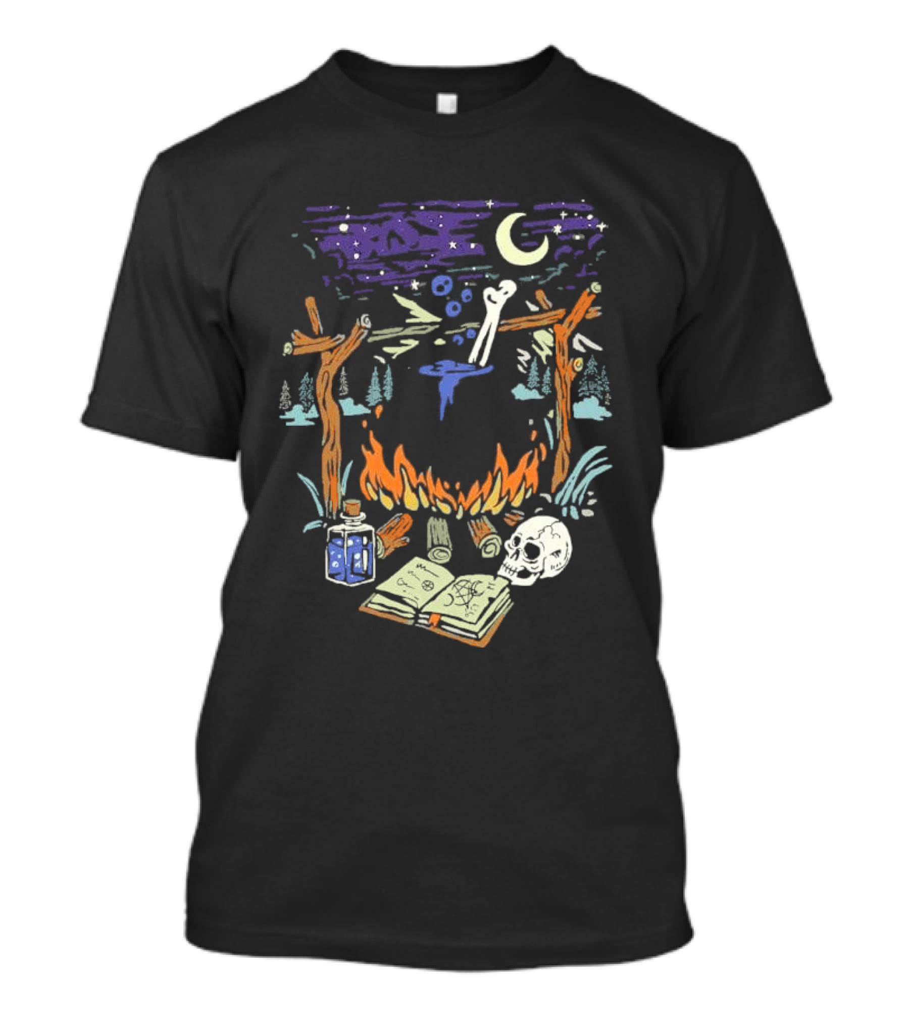Mystic Brew Intotheam Moonlit Forest Ritual Potion And Skull T-Shirt