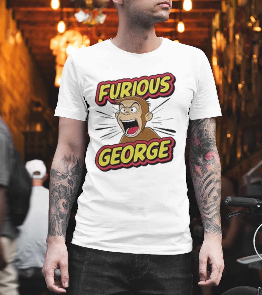 Furious George Monkey Shouting With Bold Comic T-Shirt