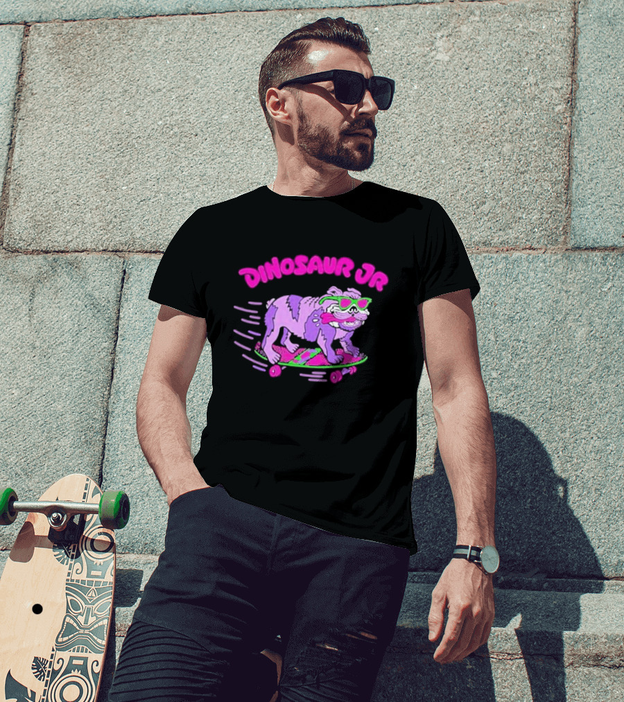 Dinosaur Jr Skateboard Bulldog Neon T-Shirt