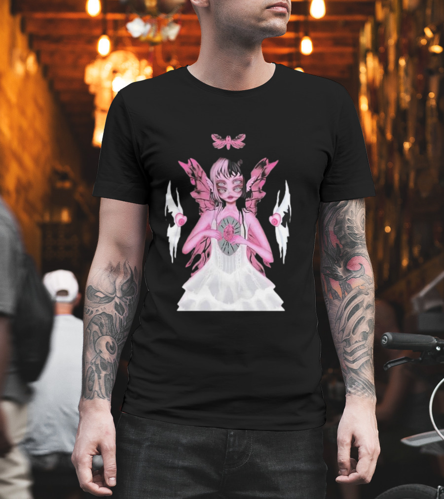 Melanie Martinez Portals Heart Pink Winged Character With Moth And Eyes T-Shirt
