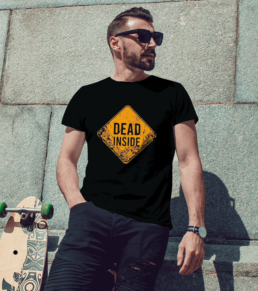 Dead Inside Distressed Warning Sign Patriotic T-Shirt