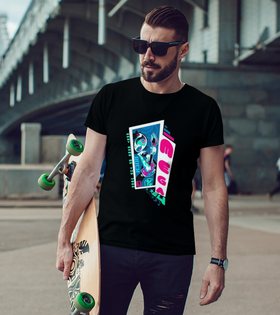 Mega64 Shred Neon Rocker Guitar Stars T-Shirt
