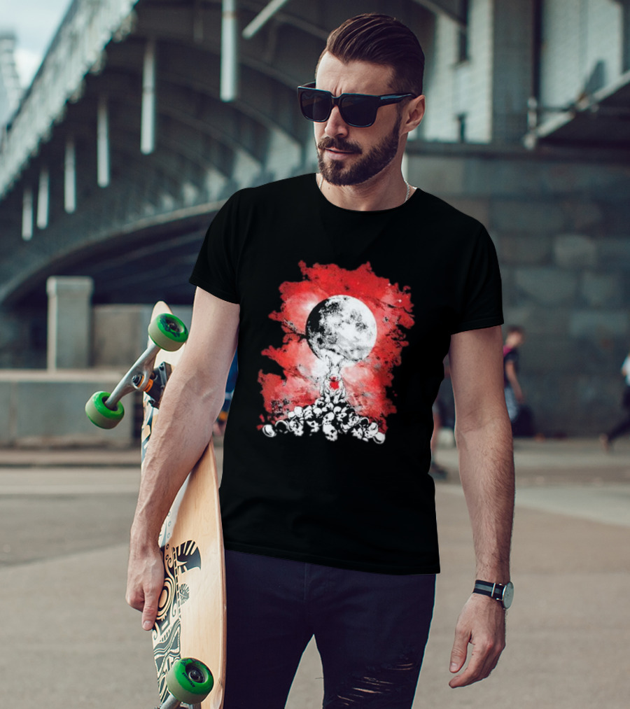 Killing Moon Rabbit Horror Blood And Skulls Horror Scene T-Shirt