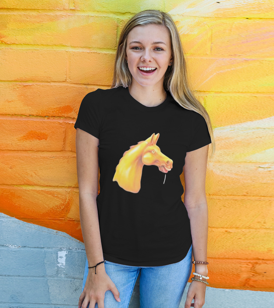 Andrew Garfield Horse What's The Rush Black Shirt Colorful Horse Head T-Shirt