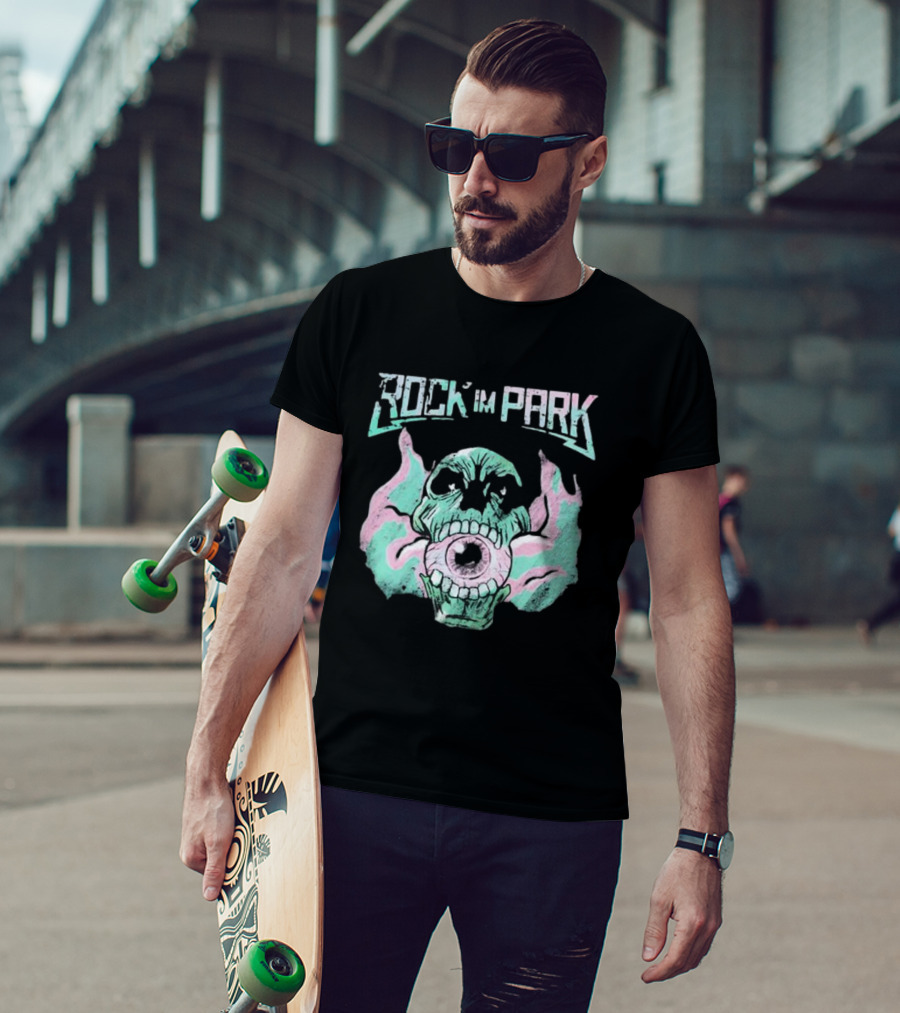 Rock Im Park Smoke Skull Flaming Eyeball T-Shirt