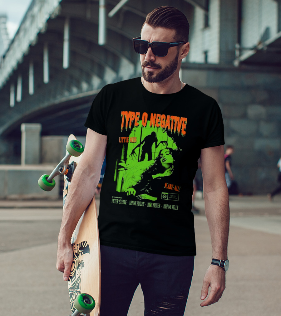 Type O Negative Little Miss Scare-All Horror Starring Peter Steele Kenny Hickey Josh Silver Johnny Kelly T-Shirt