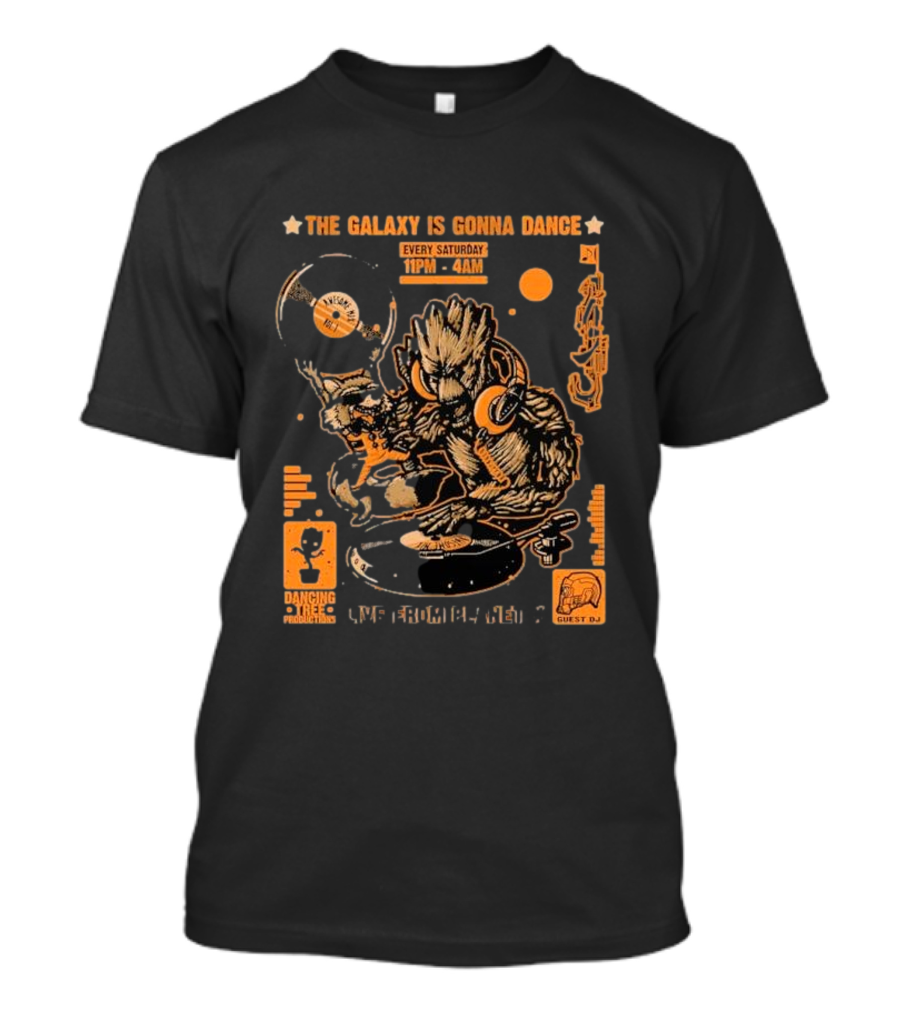 The Galaxy Is Gonna Dance Every Saturday Live From Planet X 11PM-4AM Dancing Tree Productions DJ T-Shirt