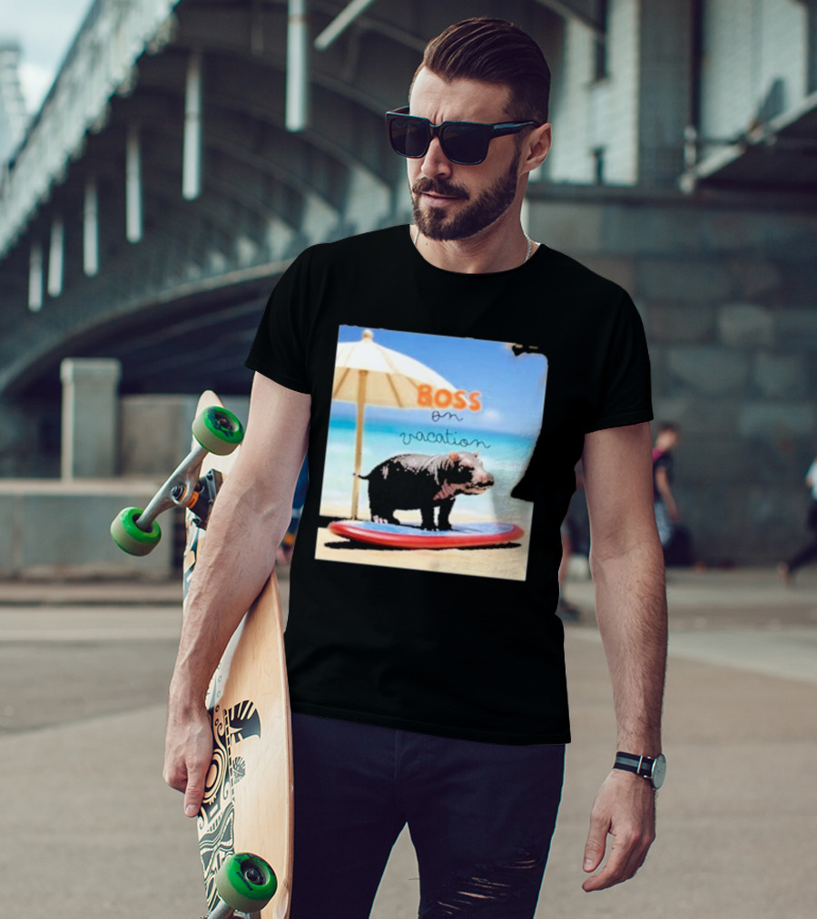 Boss On Vacation Hippo Beach Fun Series Summer T-Shirt