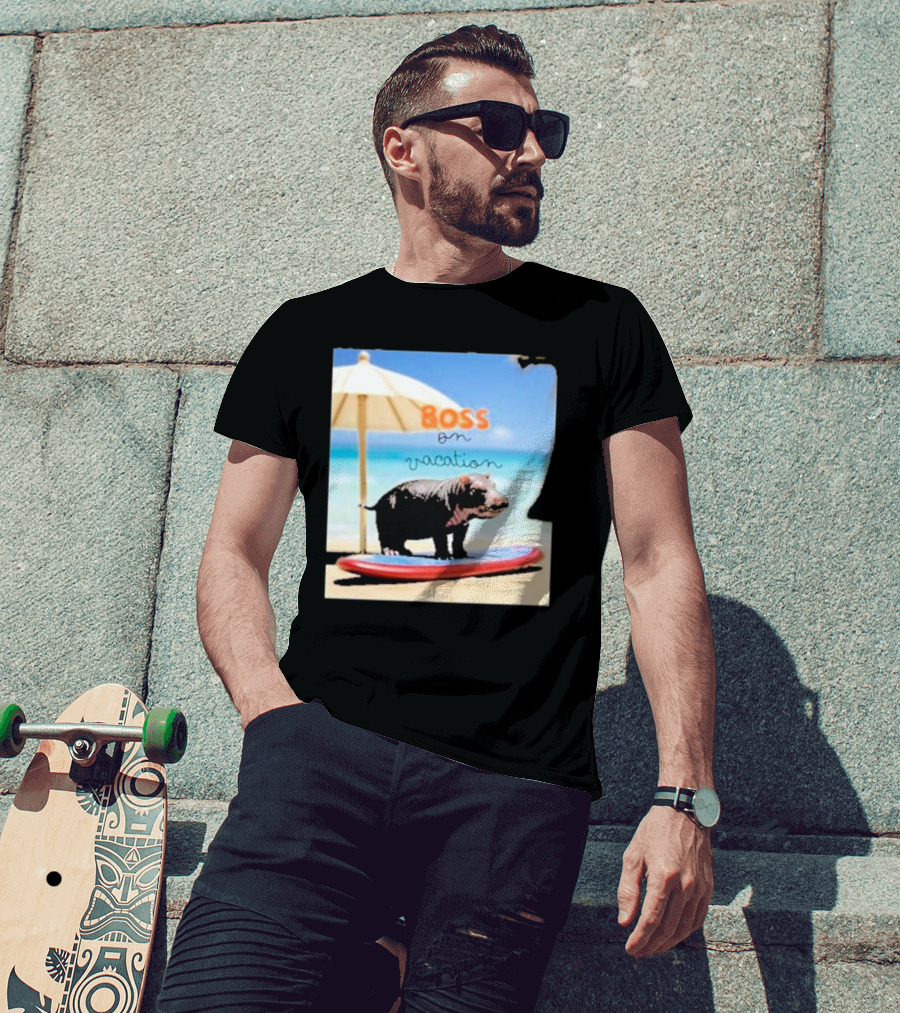 Boss On Vacation Hippo Beach Fun Series Summer T-Shirt