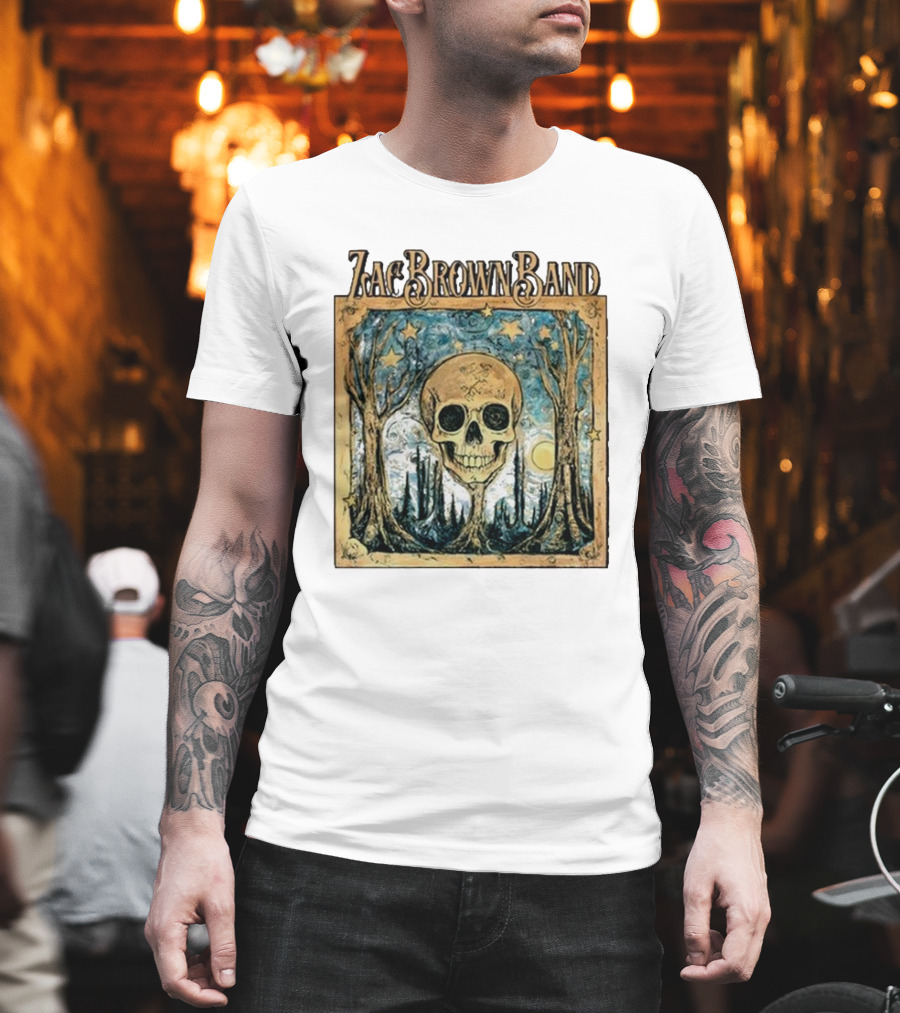 Zac Brown Band Skull Starry Forest Scene T-Shirt