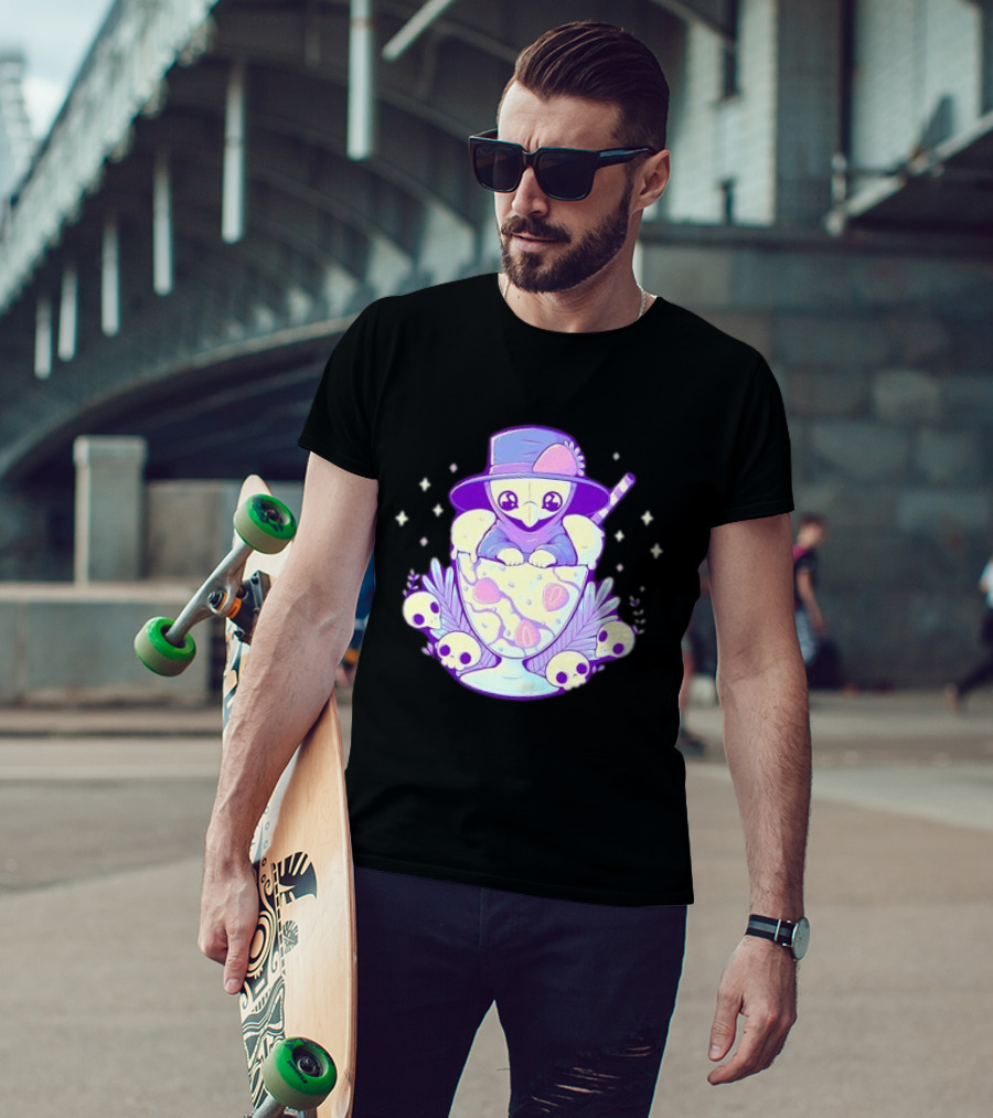 Cute Plague Doctor Ice Cream Delight With Skulls And Stars T-Shirt