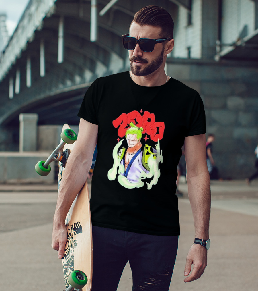 One Piece Zoro Japan Animation Airbrush Style Manga Character T-Shirt
