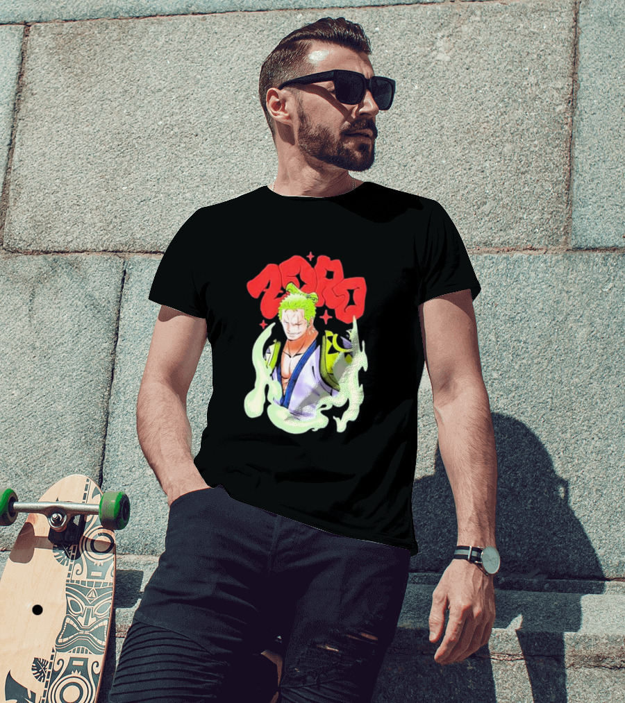 One Piece Zoro Japan Animation Airbrush Style Manga Character T-Shirt