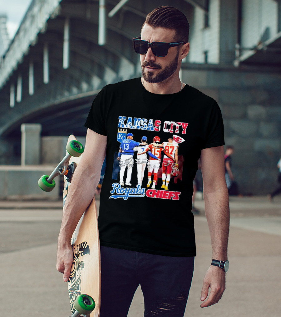 Kansas City Perez Witt Jr Mahomes Kelce Royals Chiefs T-Shirt