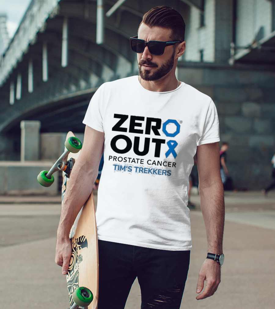 Zero Out Prostate Cancer Tim's Trekkers Awareness Blue T-Shirt