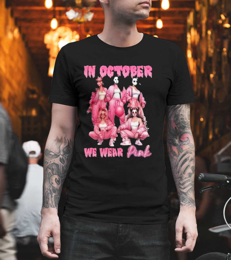 In October We Wear Pink Comadre Crew Horror Movie T-Shirt