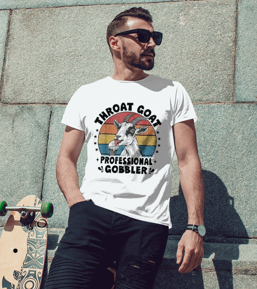 Throat Goat Professional Gobbler Retro Vintage Goat Eating Ice Cream T-Shirt
