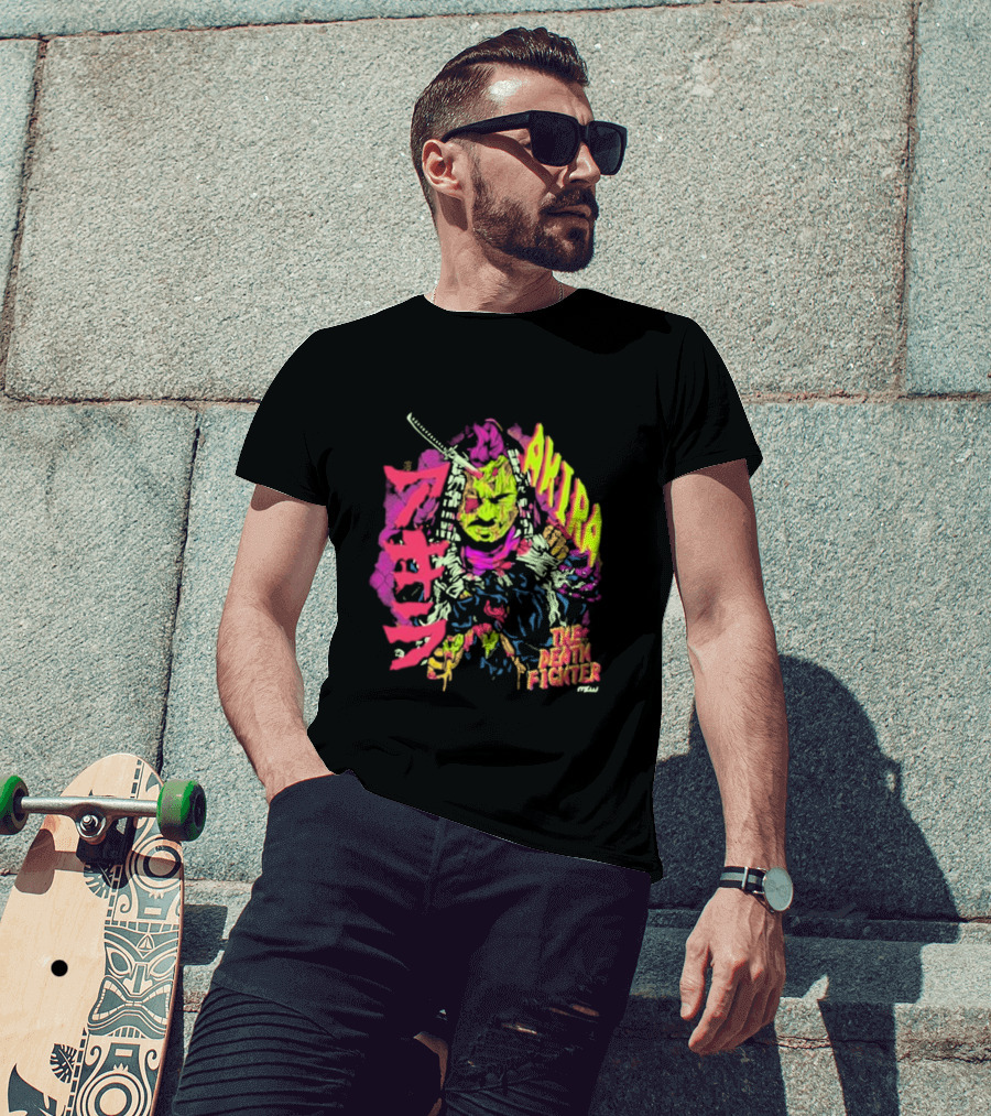 Akira Zombie Samurai Death Fighter In Neon Colors T-Shirt