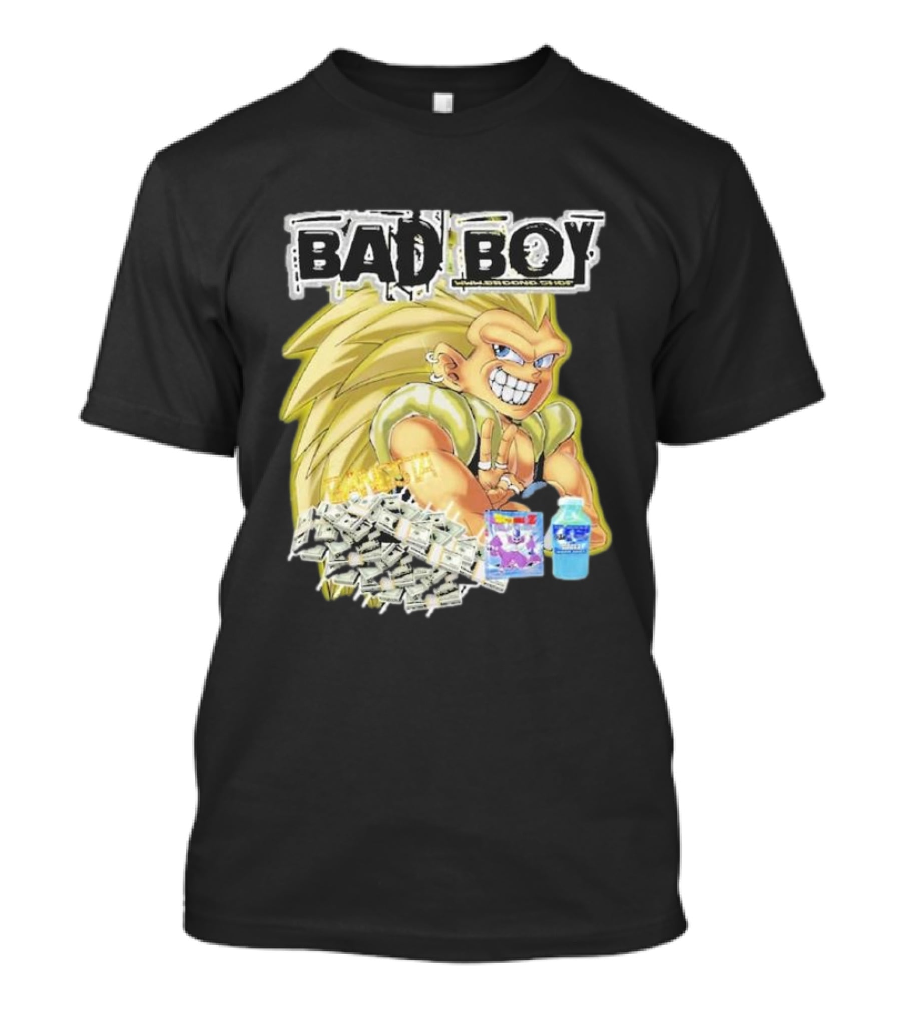 BAD BOY Sparking 2 Gotenks With Money And Blue Drink T-Shirt