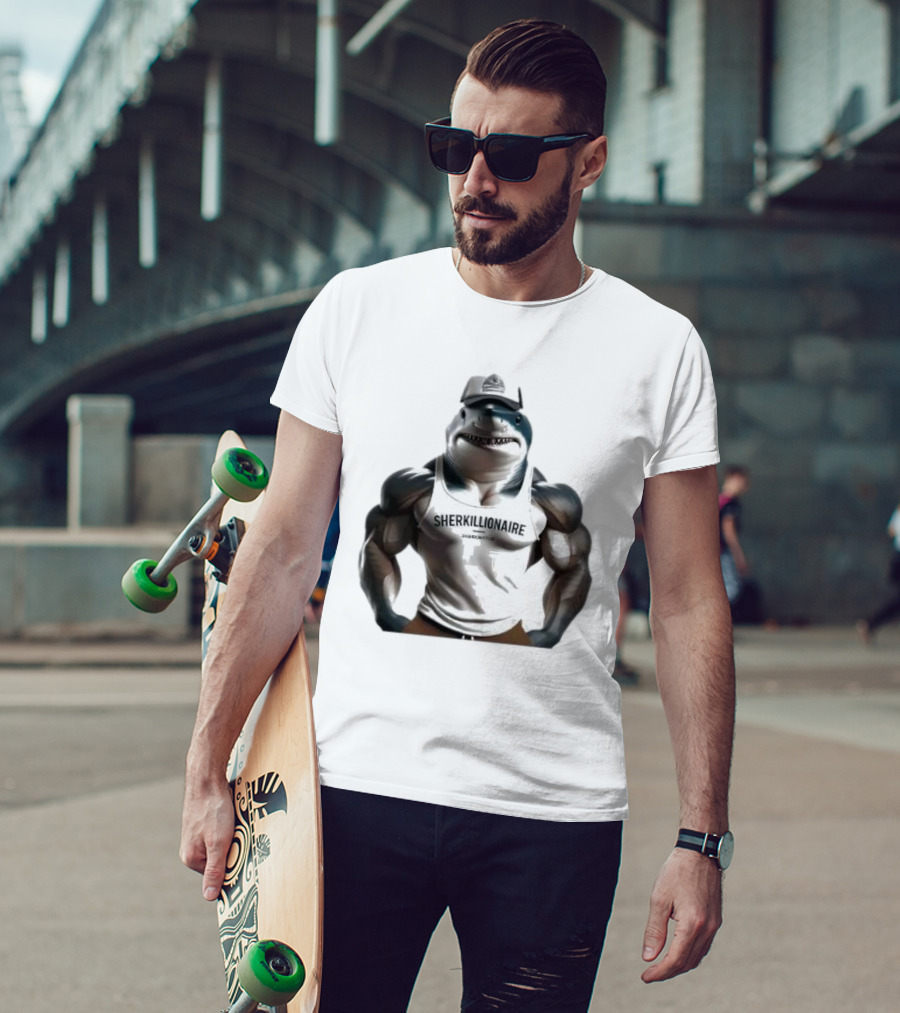Muscular Shark Sherkillionaire Shirtless Body And Cap T-Shirt