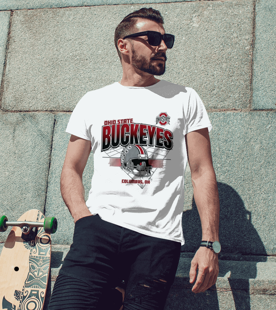 Ohio State Buckeyes Football Helmet Columbus OH Grid T-Shirt