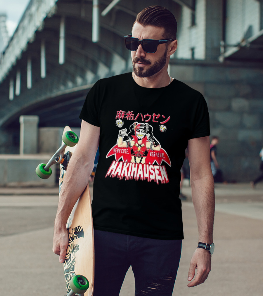 Very Cute Very Evil Makihausen Japanese Text Cartoon Character T-Shirt