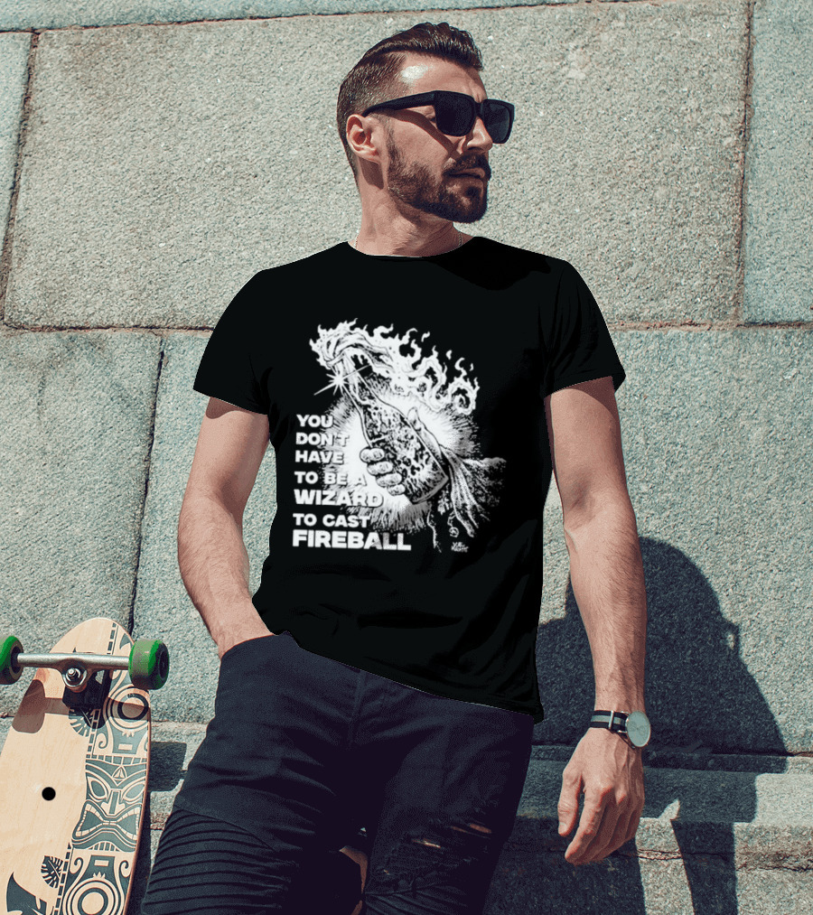 You Don't Have To Be A Wizard To Cast Fireball Diablo Macabre Flame Bottle T-Shirt