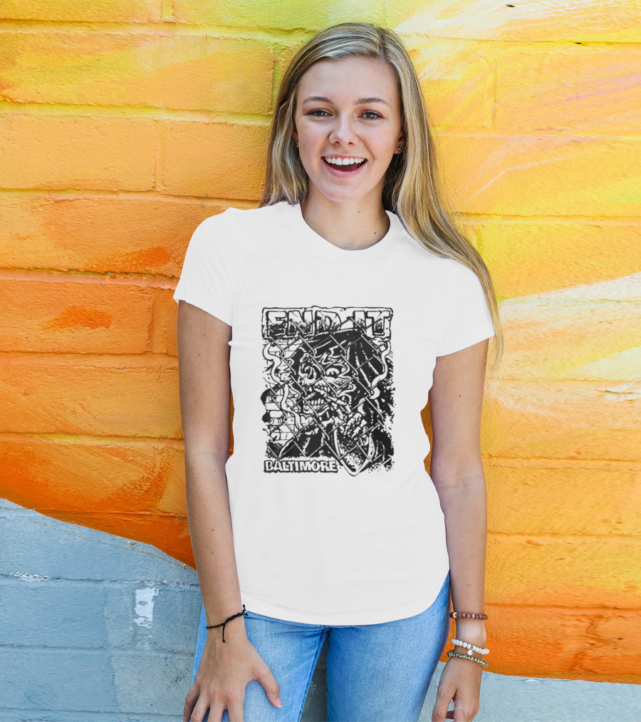 End It Baltimore Skull Behind Fence T-Shirt