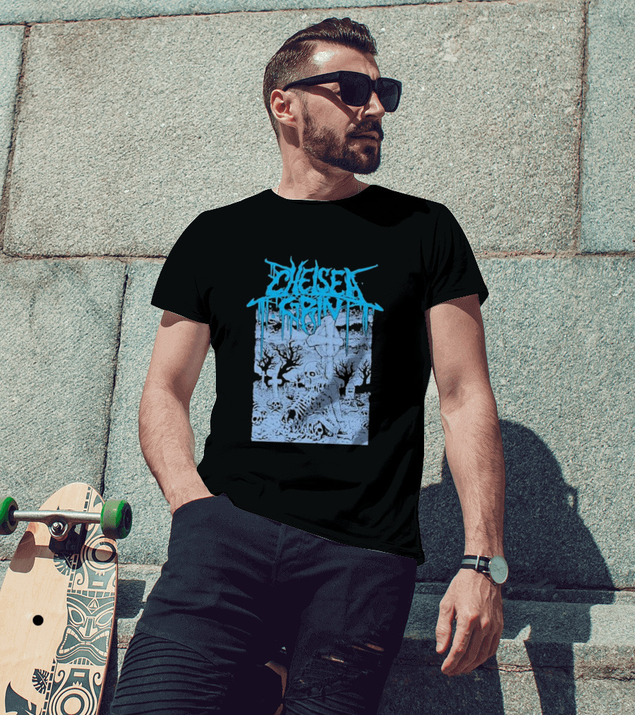 Chelsea Grin Skeleton Cemetery Scene T-Shirt