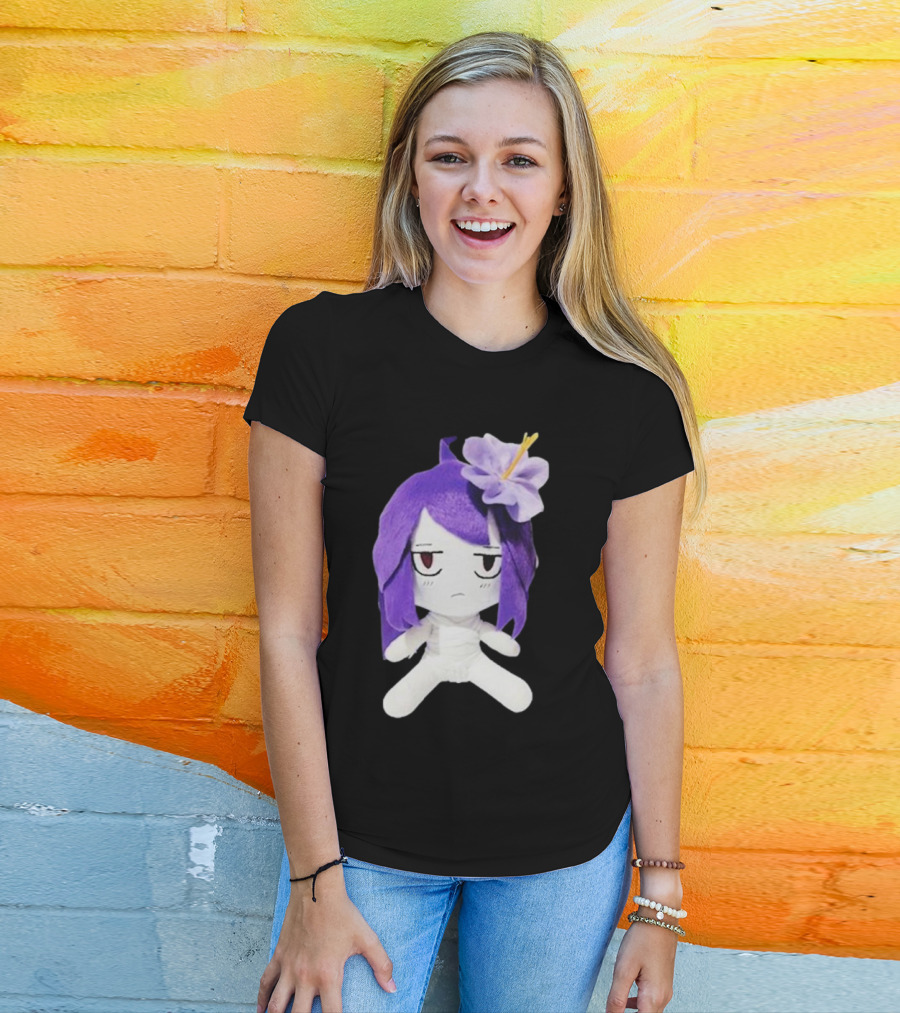 Cynthoni Jvmo Down Right Anime Plush Doll With Purple Hair And Flower T-Shirt