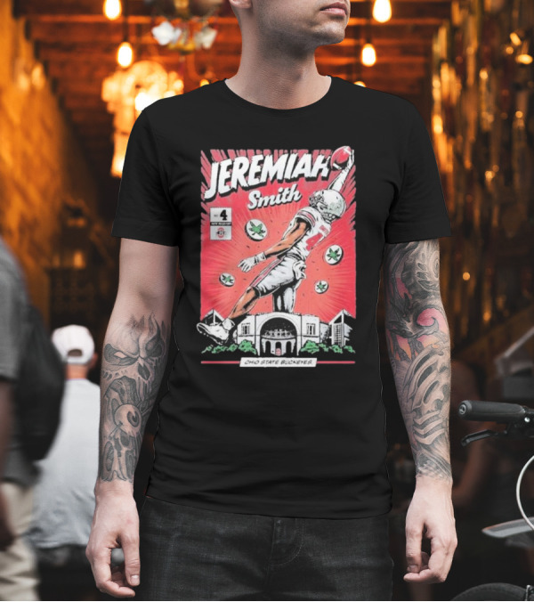 Ohio State Buckeyes Jeremiah Smith #4 Football T-Shirt Ohio State Buckeyes Jeremiah Smith #4 Football T-Shirt