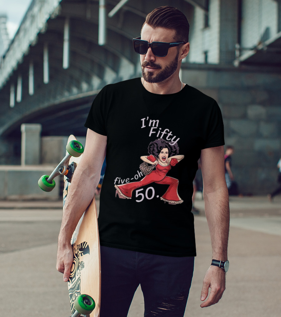 I’m Fifty Five-Oh 50 Leopard Bag Red Outfit Birthday O'Malley Lady T-Shirt