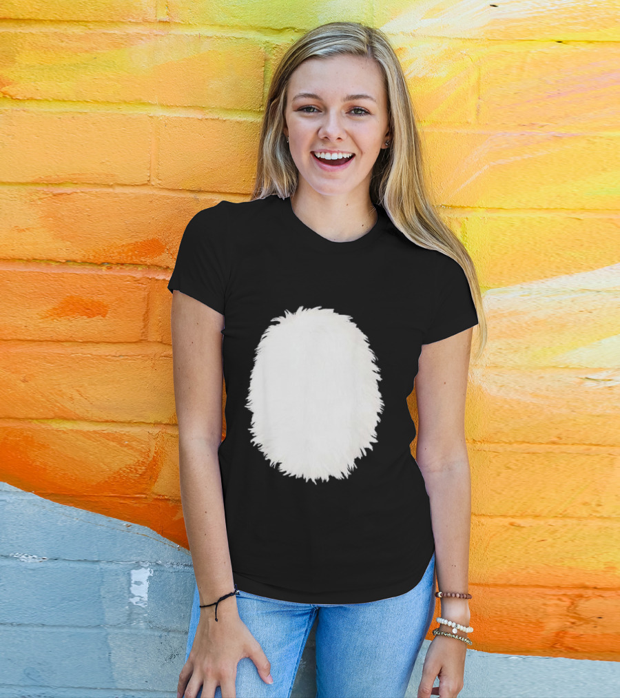 White Furry Belly DIY Costume Cosplay Animal Theme Panda Bear Cat Skunk Deer T-Shirt