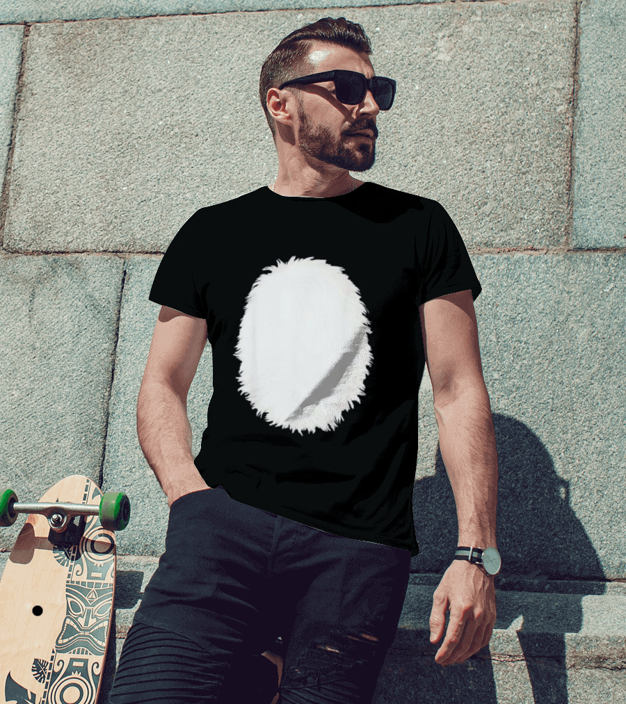 White Furry Belly DIY Costume Cosplay Animal Theme Panda Bear Cat Skunk Deer T-Shirt