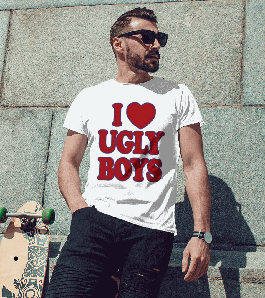 Omar Apollo I Love Ugly Boys Red Text Heart T-Shirt