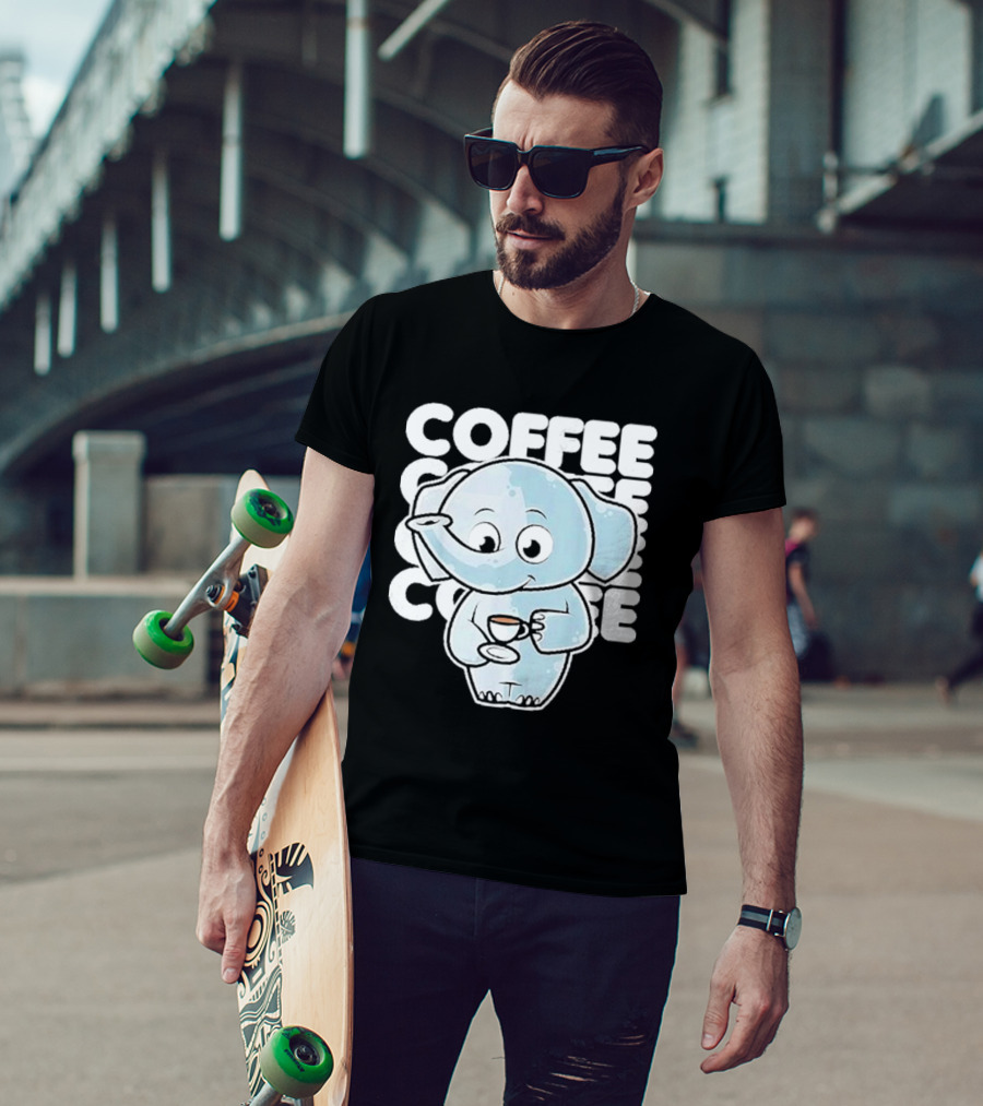 Cute Elephant Coffee Kawaii Neko Anime T-Shirt