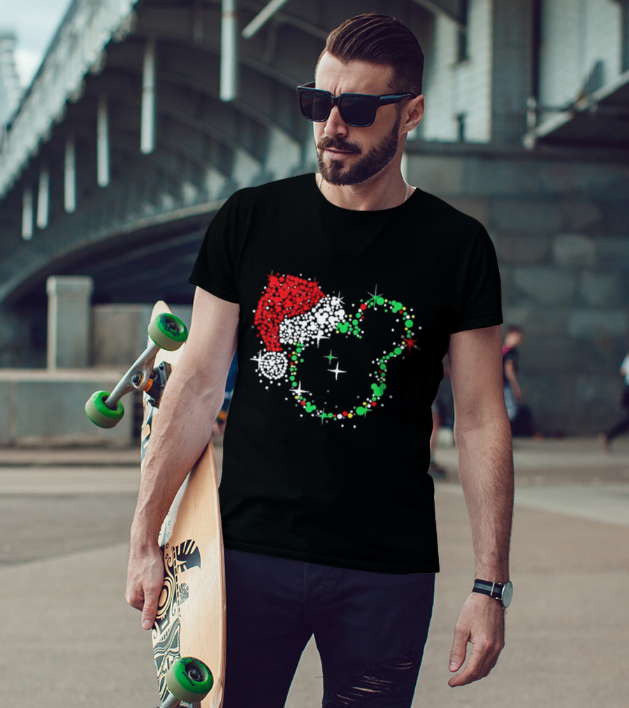 Mickey Mouse Santa Hat Christmas Lights Disney T-Shirt