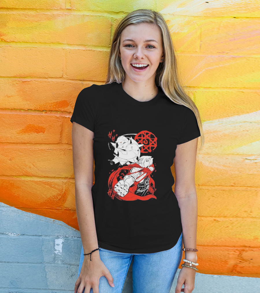 Fullmetal Alchemist Brotherhood Alphonse Elric Red Alchemy Circle Edward Elric T-Shirt