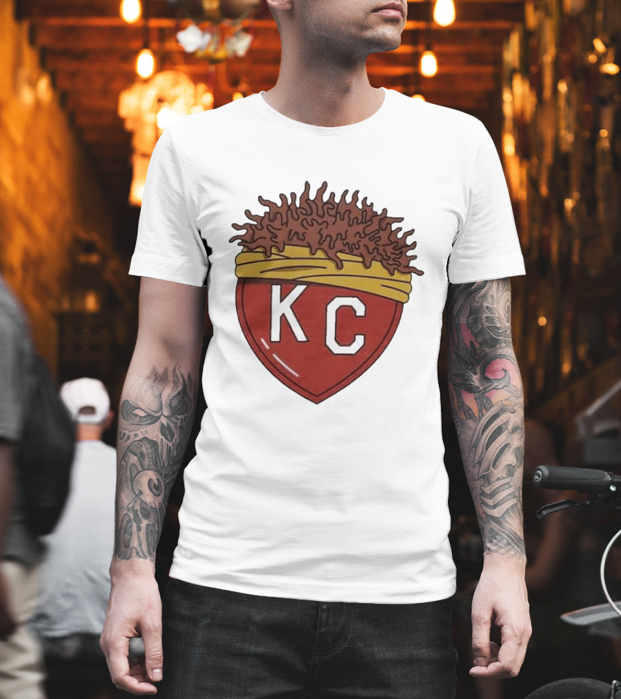 Charlie Hustle KC Heart Logo with Afro Hairband T-Shirt