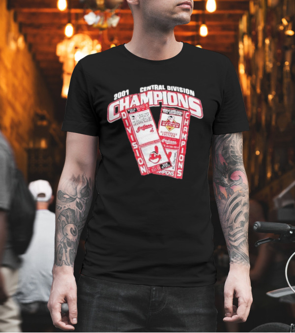 2001 Central Division Champions Cleveland Indians Vintage AL Central Division T-Shirt 2001 Central Division Champions Cleveland Indians Vintage AL Central Division T-Shirt